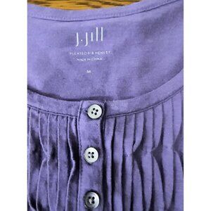 J.Jill Pleated Long Sleeve Cotton Top purple Lavender M Correct Color 1st 2 Pics
